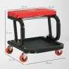 Taburete de Taller Móvil con Ruedas Bandeja para Herramientas y Estructura de Acero Carga 100 kg para Garaje Rojo - Ogal.Es
