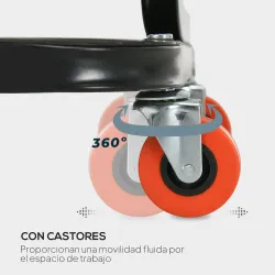 Taburete de Taller Móvil con Ruedas Bandeja para Herramientas y Estructura de Acero Carga 100 kg para Garaje Rojo - Ogal.Es