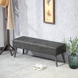 Banco de Pie de Cama Banqueta de dormitorio con Patas de Madera y Asiento Acolchado 114x38x42 cm Gris - Ogal.Es