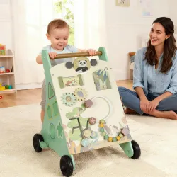 Andador Madera Bebé Control Velocidad Xilófono Engranajes Laberinto Cuentas Centro de Actividades Montessori Verde - Ogal.Es