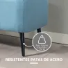 Banco de Almacenaje con Tapa Abatible y Patas de Acero para Dormitorio Salón Entrada 101x38,5x44,5 cm Azul Claro - Ogal.Es