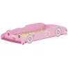 Cama Infantil 70x140 cm con Barrera Anticaídas y Somier Cabecero en Forma de Coche Rosa - Ogal.Es