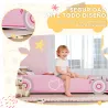 Cama Infantil 70x140 cm con Barrera Anticaídas y Somier Cabecero en Forma de Coche Rosa - Ogal.Es