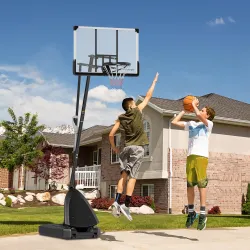 Canasta de Baloncesto para Exterior Ajustable de 150-305 cm con Ruedas Base Rellenable y Sistema de Retorno Negro - Ogal.Es