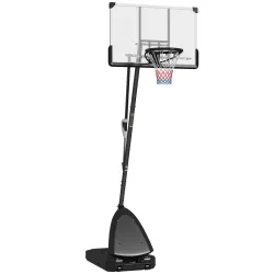 Canasta de Baloncesto para Exterior Ajustable de 150-305 cm con Ruedas Base Rellenable y Sistema de Retorno Negro - Ogal.Es