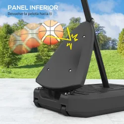 Canasta de Baloncesto para Exterior Ajustable de 150-305 cm con Ruedas Base Rellenable y Sistema de Retorno Negro - Ogal.Es