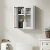 Armario de Baño de Pared Mueble de Baño Colgante Moderno con Estante Ajustable Puertas de Acrílico Blanco - Ogal.Es