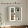 Armario de Baño de Pared Mueble de Baño Colgante Moderno con Estante Ajustable Puertas de Acrílico Blanco - Ogal.Es