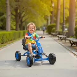 Kart Pedales Go Kart con Ruedas PP Marco de Acero Carga 30 kg para Niños y Niñas de 2-5 Años Azul - Ogal.Es
