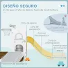 Tobogán Infantil 5 en 1 con Canasta de Baloncesto Telescopio Escalador y Cesta Inferior para Interior Blanco y Gris - Ogal.Es