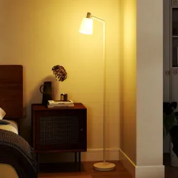 Lámpara de Pie LED Regulable con 3 Temperaturas de Color 3000K-6500K Pantalla Giratoria Bombilla E27 Blanco - Ogal.Es