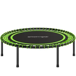 Cama Elástica Fitness Ø114 cm con Marco de Acero Reforzado para Entrenamiento Piernas Cuerpo Verde y Negro - Ogal.Es