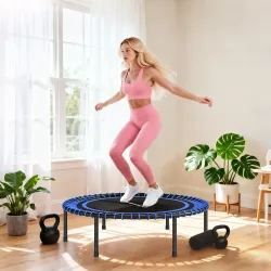 Cama Elástica Fitness Ø114 cm con Marco de Acero Reforzado para Entrenamiento Piernas Cuerpo Azul y Negro - Ogal.Es