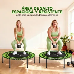 Cama Elástica Fitness Ø114 cm con Marco de Acero Reforzado para Entrenamiento Piernas Cuerpo Verde y Negro - Ogal.Es
