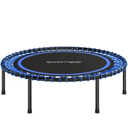 Cama Elástica Fitness Ø114 cm con Marco de Acero Reforzado para Entrenamiento Piernas Cuerpo Azul y Negro - Ogal.Es