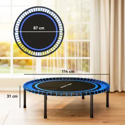 Cama Elástica Fitness Ø114 cm con Marco de Acero Reforzado para Entrenamiento Piernas Cuerpo Azul y Negro - Ogal.Es
