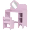 Tocador Infantil con Taburete y Espejo en Forma de Flor con Estantes Abiertos para Niños y Niñas de 3-8 Años Morado - Ogal.Es