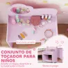 Tocador Infantil con Taburete y Espejo en Forma de Flor con Estantes Abiertos para Niños y Niñas de 3-8 Años Morado - Ogal.Es