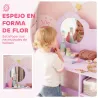 Tocador Infantil con Taburete y Espejo en Forma de Flor con Estantes Abiertos para Niños y Niñas de 3-8 Años Morado - Ogal.Es