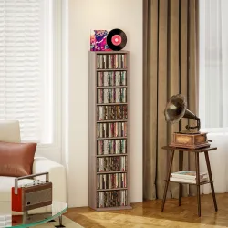 Estantería para CDs y DVDs con Estantes Ajustables Diseño Estrecho y Antivuelco para 260 CDs 33x24x140 cm Madera... - Ogal.Es