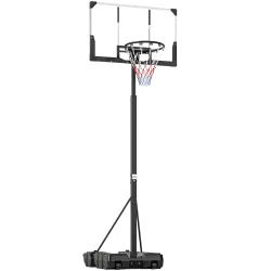 Canasta de Baloncesto para Exterior Ajustable de 230-305 cm con Tablero Irrompible Base Rellenable y Ruedas Negro - Ogal.Es