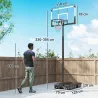 Canasta de Baloncesto para Exterior Ajustable de 230-305 cm con Tablero Irrompible Base Rellenable y Ruedas Negro - Ogal.Es
