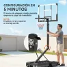 Canasta de Baloncesto para Exterior Ajustable de 230-305 cm con Tablero Irrompible Base Rellenable y Ruedas Negro - Ogal.Es