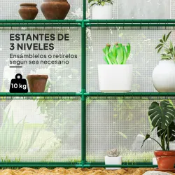 Invernadero de Exterior con 12 Estantes Puerta Enrollable Cubierta de PE y Marco de Acero 140x213x190 cm Blanco - Ogal.Es