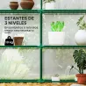 Invernadero de Exterior con 12 Estantes Puerta Enrollable Cubierta de PE y Marco de Acero 140x213x190 cm Blanco - Ogal.Es