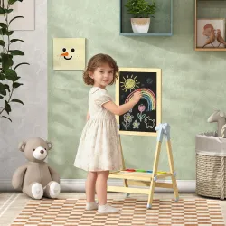 Pizarra Infantil Caballete Altura 70-97 cm y Ángulo Ajustable Pizarra Blanca Magnética con Rollo de Papel y Bandeja - Ogal.Es