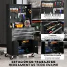 Carro de Herramientas con 3 Cajones Tabla de Pegboard Cerradura por Llave Estante Ajustable 2 Ruedas con Freno N... - Ogal.Es