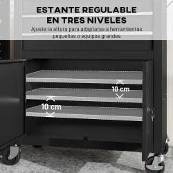 Carro de Herramientas con 3 Cajones Tabla de Pegboard Cerradura por Llave Estante Ajustable 2 Ruedas con Freno N... - Ogal.Es