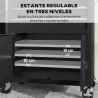 Carro de Herramientas con 3 Cajones Tabla de Pegboard Cerradura por Llave Estante Ajustable 2 Ruedas con Freno N... - Ogal.Es