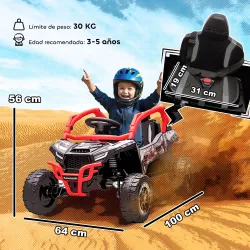 Coche Eléctrico para Niños 12V con Licencia Kawasaki Teryx KRX 1000 Control Remoto Suspensión Trasera Rojo - Ogal.Es