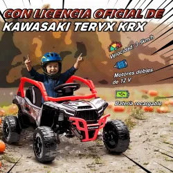 Coche Eléctrico para Niños 12V con Licencia Kawasaki Teryx KRX 1000 Control Remoto Suspensión Trasera Rojo - Ogal.Es