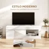 Mueble de TV Moderno para Salón con 2 Puertas Estante Abierto para Televisión 60 Pulgadas 140x40x48 cm Blanco - Ogal.Es