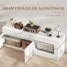 Mueble de TV Moderno para Salón con 2 Puertas Estante Abierto para Televisión 60 Pulgadas 140x40x48 cm Blanco - Ogal.Es
