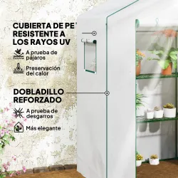 Invernadero de 3 Niveles con 1 Puerta 2 Ventanas y Estantes en Forma de U para Cultivo de Plantas 140x73x190 cm ... - Ogal.Es