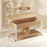 Mesa de Centro Elevable con Ruedas Mesa de Salón con Compartimento Oculto Estantes Abiertos Madera Natural y Blanco - Ogal.Es