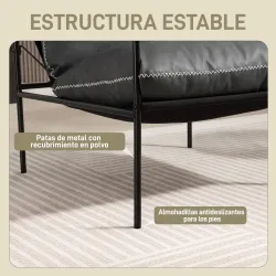Butaca de Salón Moderna Sillón de Lectura Tapizado en Cuero Sintético Fundas de Cojines Extraíbles Gris Carbón - Ogal.Es