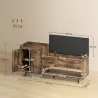 Banco Zapatero Industrial con Asiento Acolchado Compartimento Oculto Estantes Puertas 127x35x59 cm Marrón Rústico - Ogal.Es