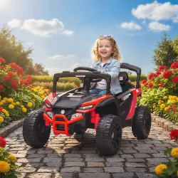 Coche Eléctrico para Niños 12V con 2 Motores Control Remoto 2,4G Suspensión Trasera Faros Música Rojo - Ogal.Es