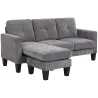 Sofá Chaise Longue Reversible con Estructura de Acero Tapizado en Chenilla 186x130x84cm Gris Oscuro - Ogal.Es