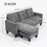 Sofá Chaise Longue Reversible con Estructura de Acero Tapizado en Chenilla 186x130x84cm Gris Oscuro - Ogal.Es