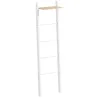 Toallero Escalera con Estante Superior y 4 Barras Toallero de Baño para Apoyar en Pared 43x20x151 cm Blanco y Roble - Ogal.Es