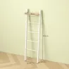Toallero Escalera con Estante Superior y 4 Barras Toallero de Baño para Apoyar en Pared 43x20x151 cm Blanco y Roble - Ogal.Es