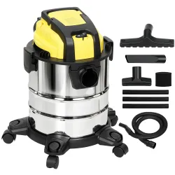 Aspirador en Seco y Húmedo 3 en 1 1200W con Función de Soplador Manguera 2 m Depósito Inoxidable 20L Amarillo - Ogal.Es
