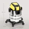 Aspirador en Seco y Húmedo 3 en 1 1200W con Función de Soplador Manguera 2 m Depósito Inoxidable 20L Amarillo - Ogal.Es