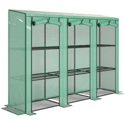 Invernadero de Exterior de 3 Niveles con Puerta Enrollable con Cremallera 9 Estantes Cubierta de PE 215x46x151cm... - Ogal.Es