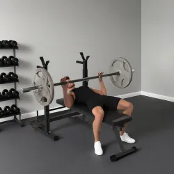 Banco de Musculación con Soporte para Barra y Estación de Dips Carga 220 kg para Entrenamiento en Casa Gimnasio - Ogal.Es